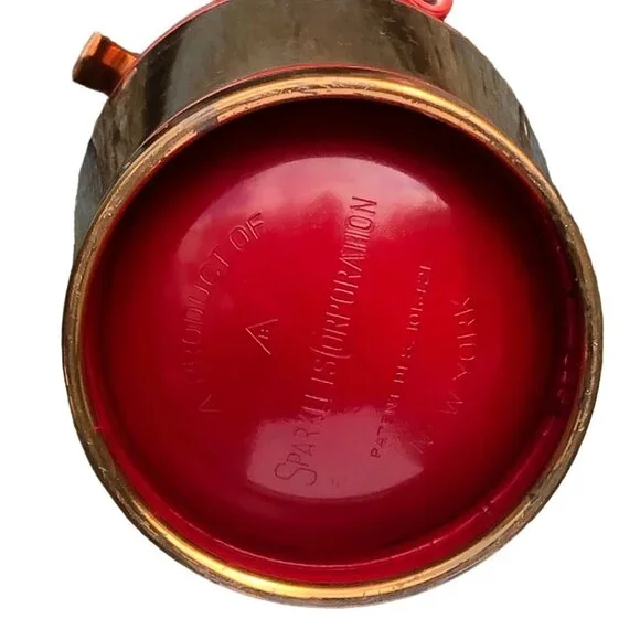 Vintage MCM Sparklets Selzer Bottle 12" Copper w Red Trim Bar Atomic Space Age - Picture 6 of 9